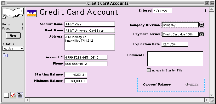 Credit Card Accounts